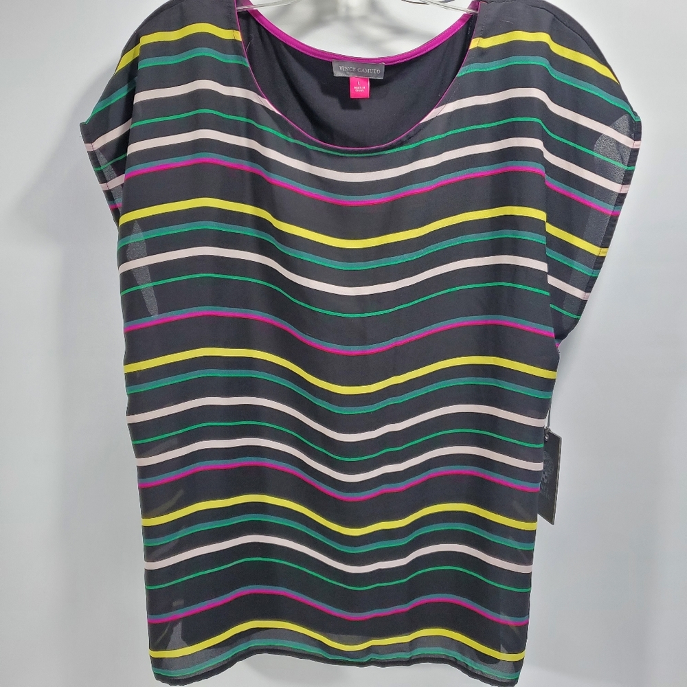 Vince Camuto Blouse Top New Striped L Tropic Heat